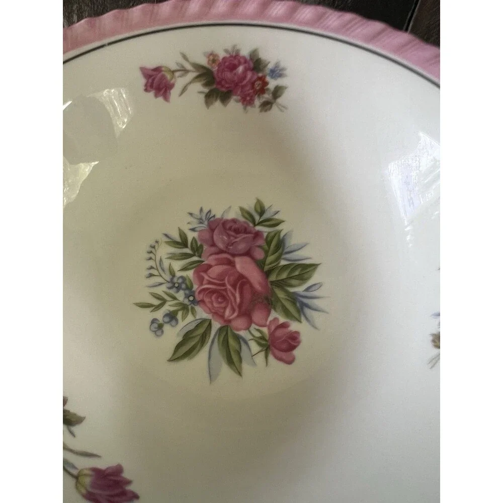 Lot 2 Lusterware Floral Soup Bowls 7